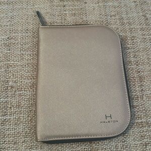 NEW Halston Full Zip Metallic Jewelry Travel Case Folder